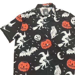 NEW Garamode Halloween Button Front Shirt Mens Size XL Black‎ NWT